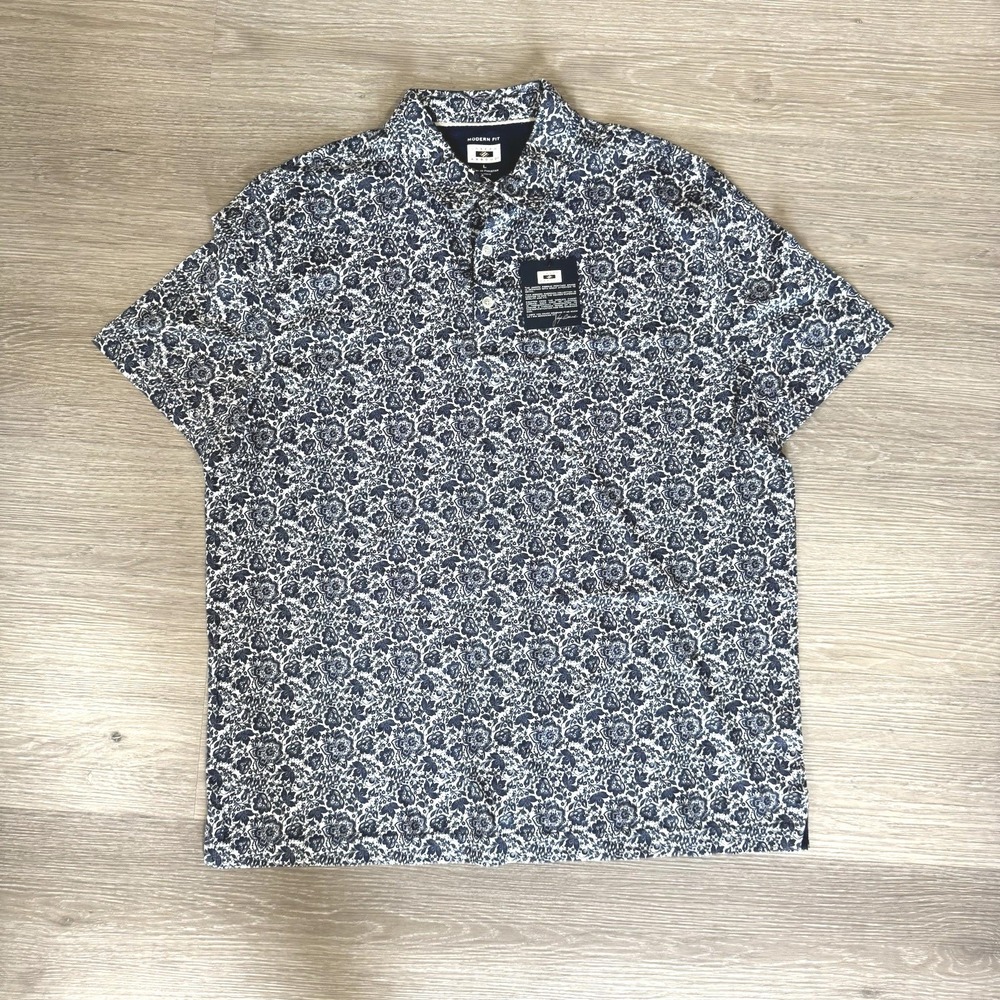NWT Joseph Abboud Modern Fit AOP‎ Flower Cotton Polo Men's Size L